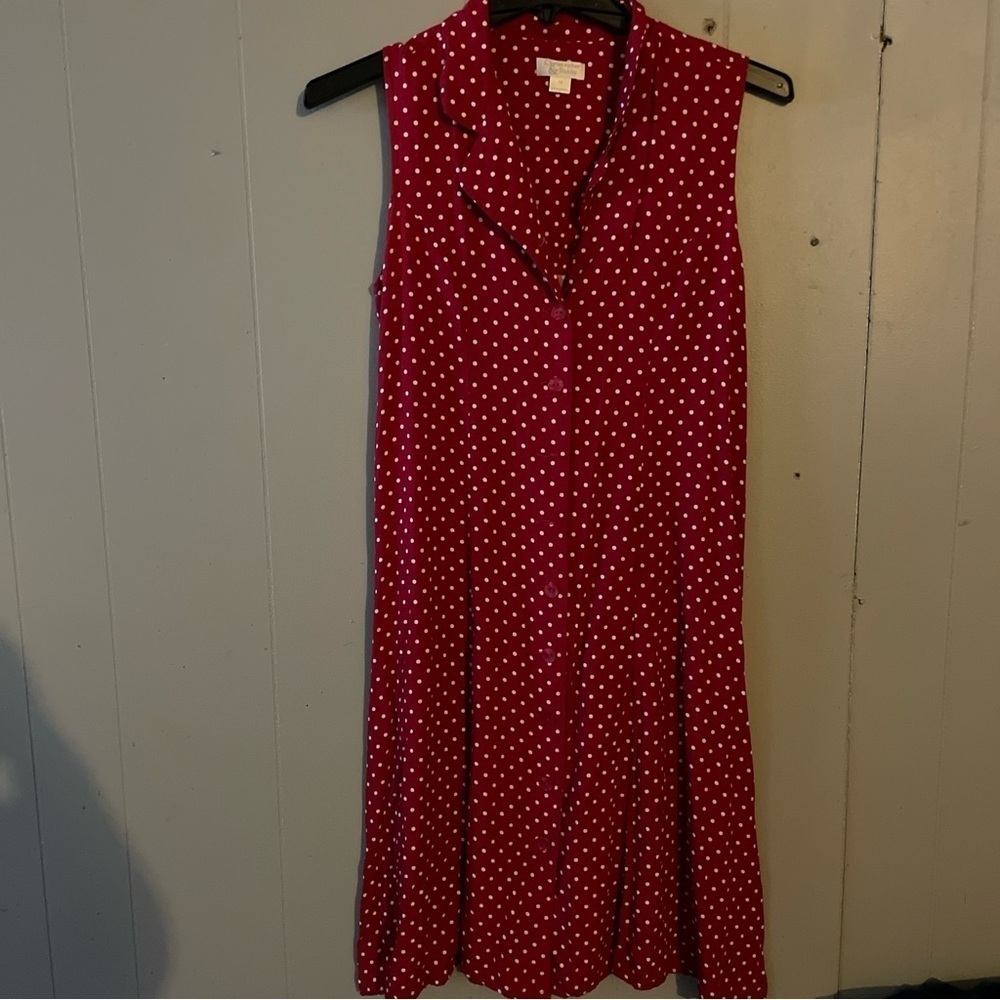 Christopher & Banks Red Polka Dot Midi Dress